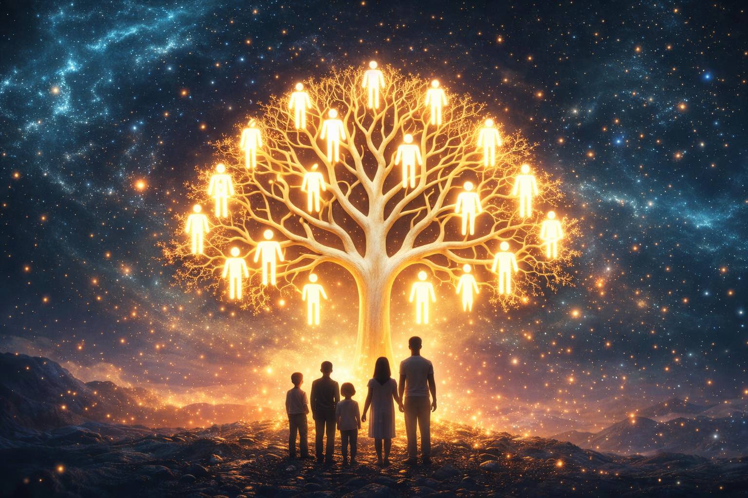 Árbol genealógico ancestral luminoso